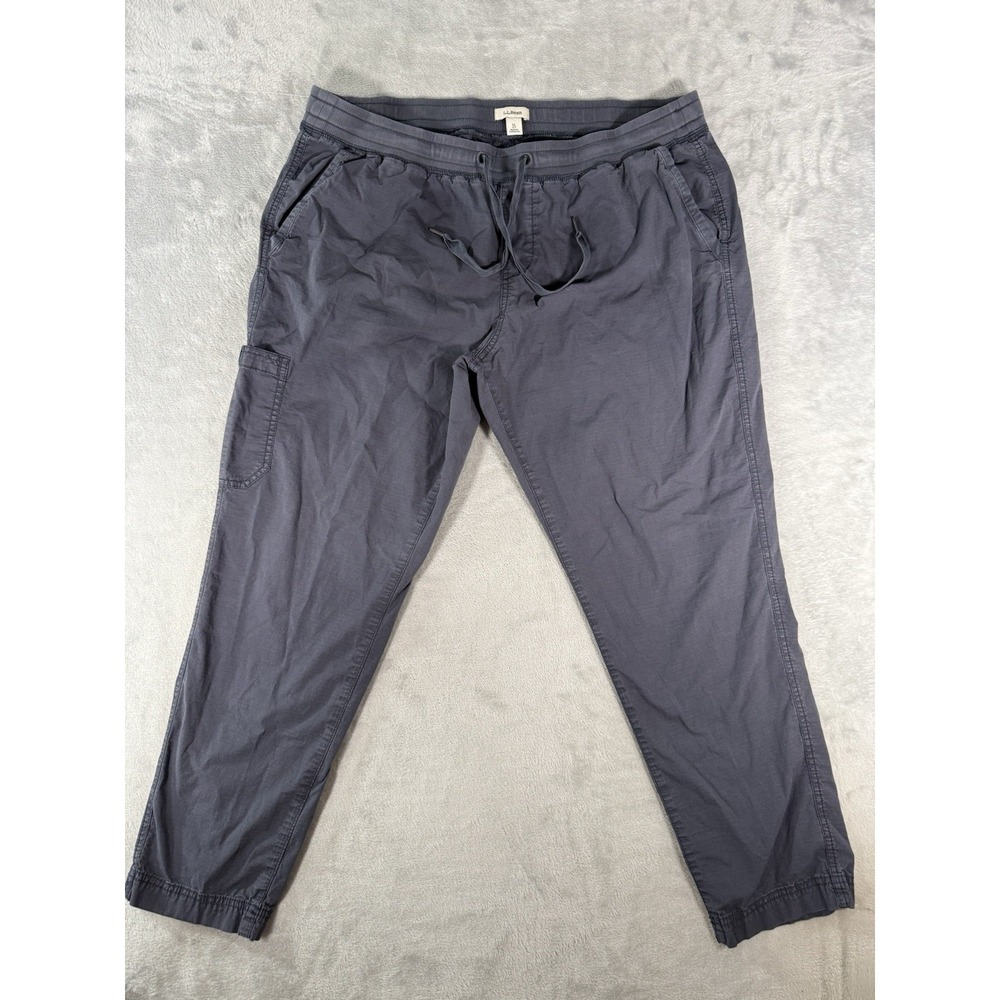 LL Bean Pants Womens XL Petite Grey Ripstop Pull On Hiking 27"